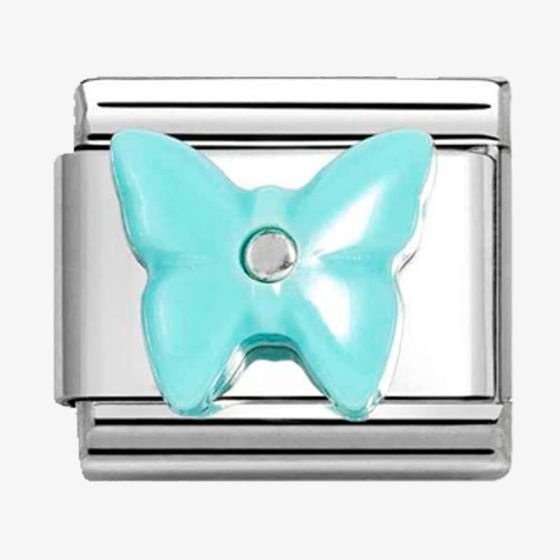 NOM TURQ BUTTERFLY - SILV SH - MOTH OF PEARL