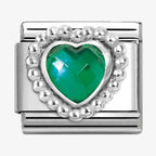 NOM CZ HEART GRN SILV - DOT RICH SETTING