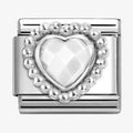 NOM CZ HEART WHT OPAL SILV - DOT RICH SETTING