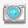 NOM CZ HEART TURQ SILV - DOT RICH SETTING