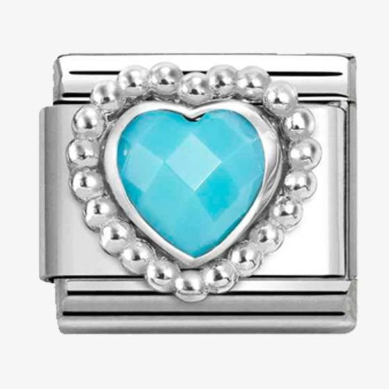 NOM CZ HEART TURQ SILV - DOT RICH SETTING