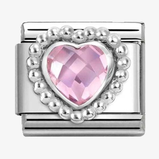 NOM CZ HEART PNK SILV - DOT RICH SETTING