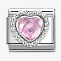 NOM CZ HEART PNK SILV - DOT RICH SETTING
