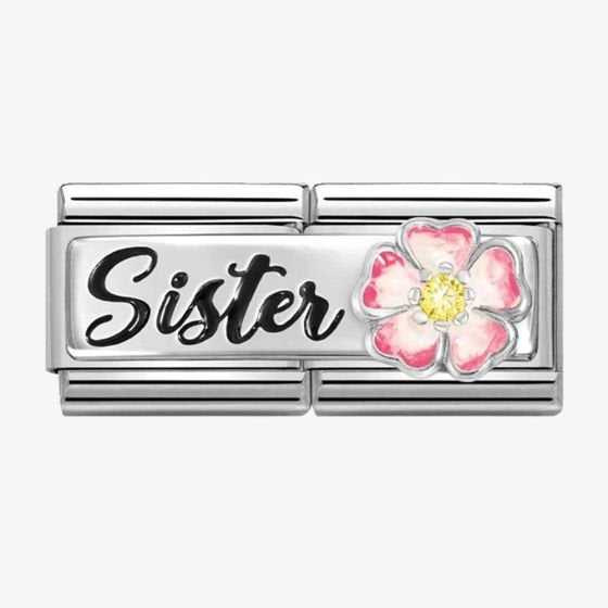 NOM ENAM CZ SISTER PNK FLOWER - DBLE ENGR