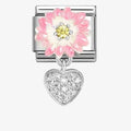 NOM CZ HEART PNK DAISY DANGLE - CHARMS