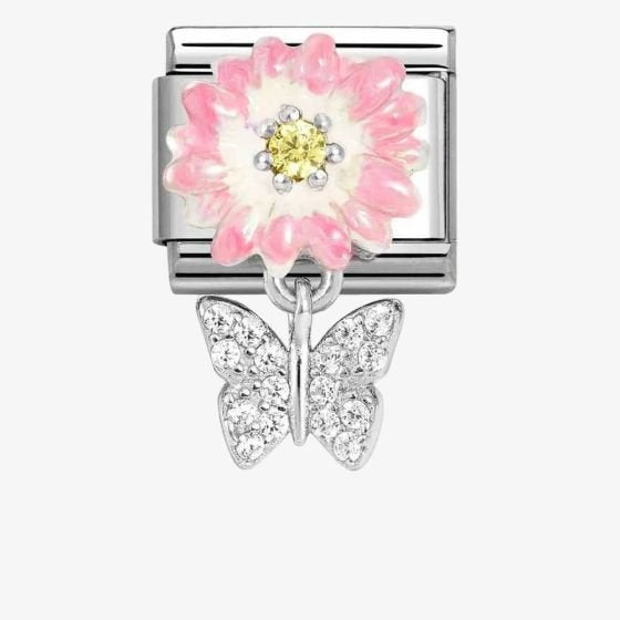 NOM CZ BFLY PNK DAISY DANGLE - CHARMS