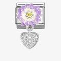 NOM CZ HEART LILAC DAISY DANGLE - CHARMS