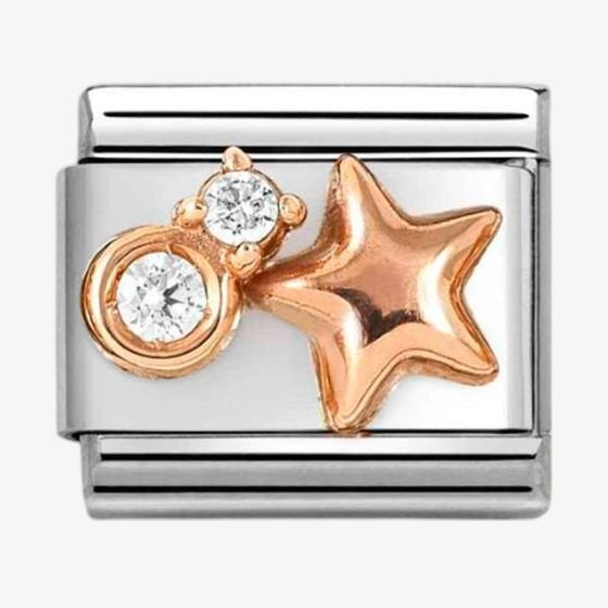 NOM ROSE GOLD ROUNDED STAR CZ WHT