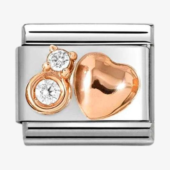 NOM ROSE GOLD ROUNDED HEART - CZ WHT