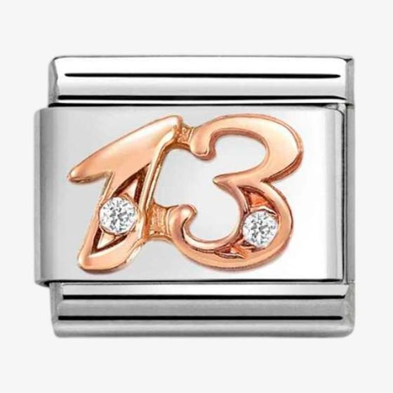 NOM NUMBER 13 THIRTEEN CZ ROSE GOLD