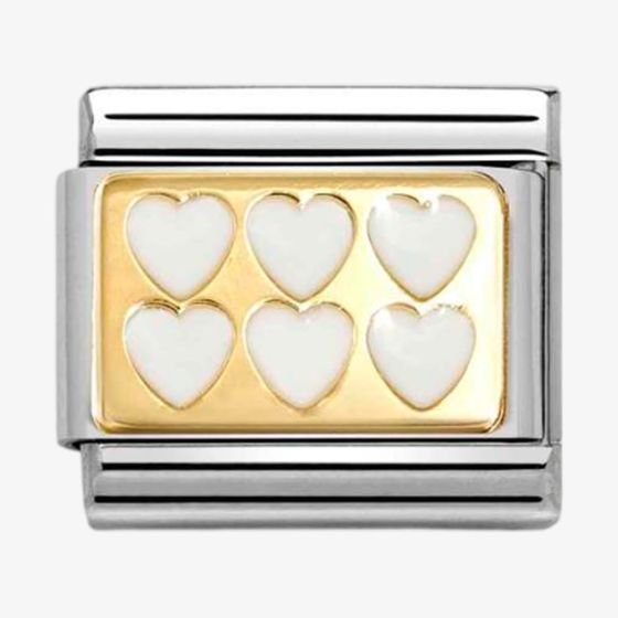 NOM GOLD WHT LINE HEARTS - PLATES