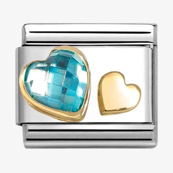 NOM L BLUE CZ HEARTS - CZ FACET SYMBOL