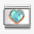 NOM L BLUE HEART ROSE GOLD - CZ HEART FACET