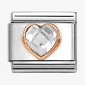NOM WHT HEART ROSE GOLD - CZ HEART FACET