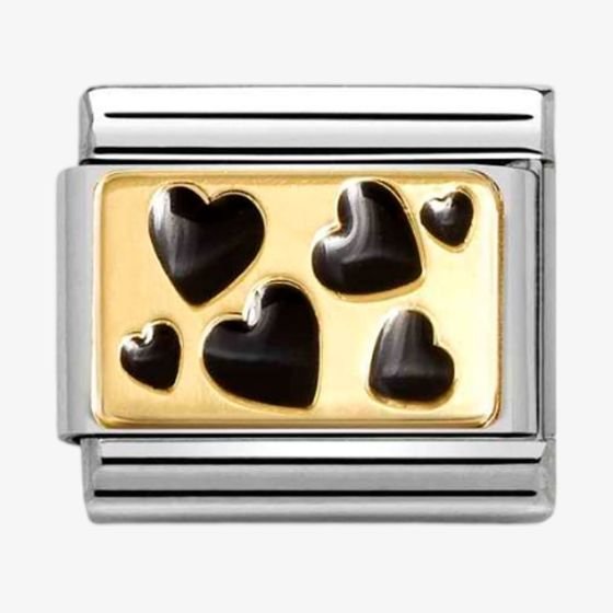 NOM GOLD BLK SCATTER HEARTS - PLATES