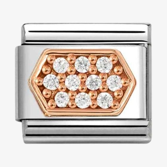 NOM ROSE GOLD HEXAGONAL WHT CZ - PAVE