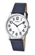 GENTS LIMIT WM RND WHT DL. EASY READER NAVY STRAP WATCH