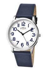 GENTS LIMIT WM RND WHT DL. EASY READER NAVY STRAP WATCH