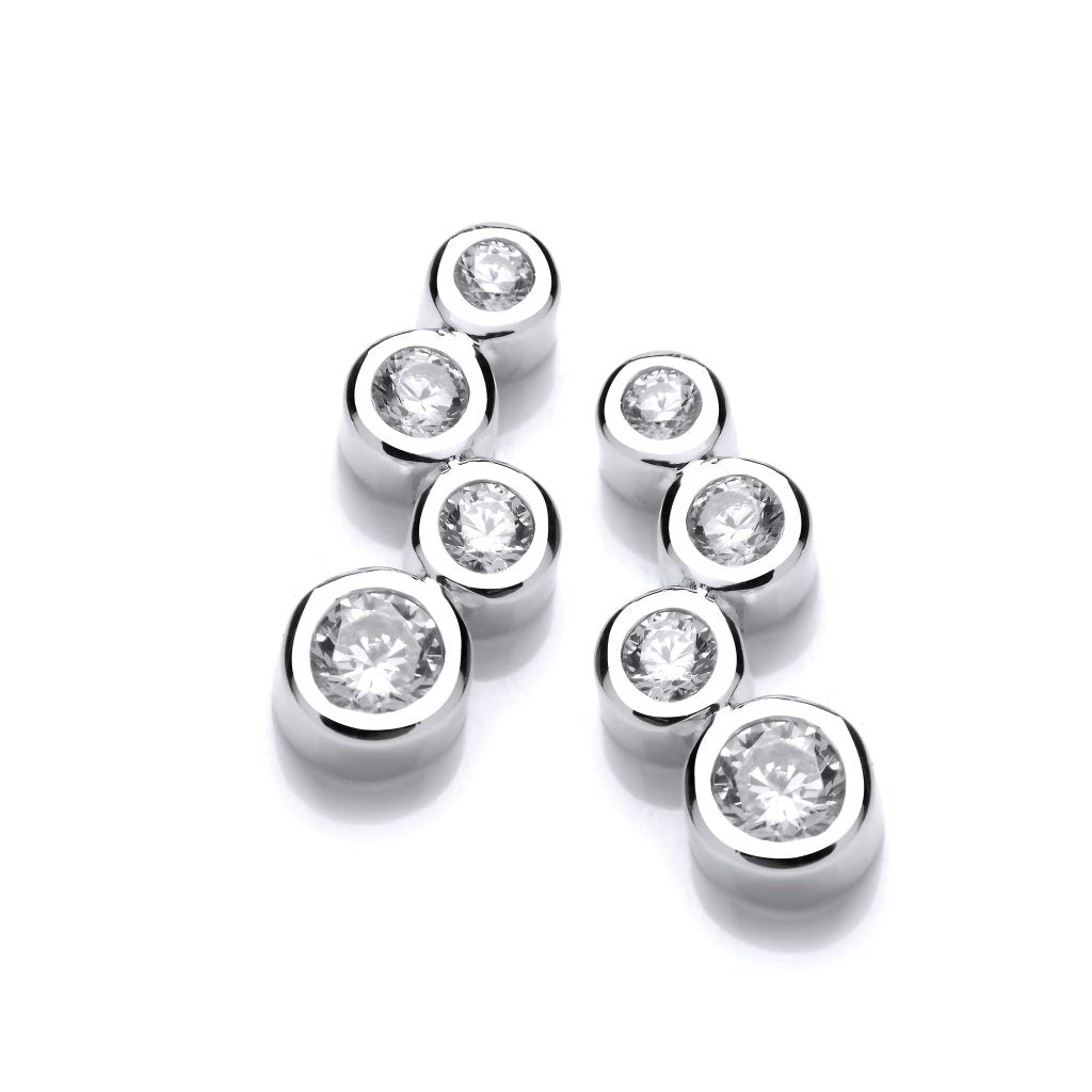SILV & CZ BUBBLES DROP EARRINGS