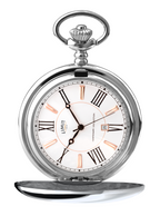 GENTS LIMIT WM RGP RND WHT DL. POCKET WATCH & CHAIN