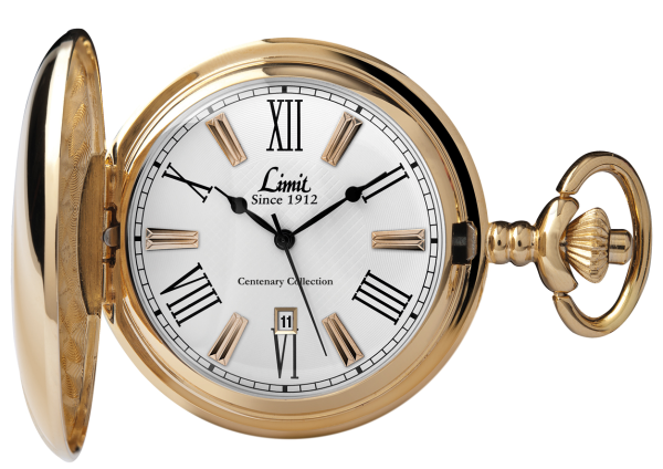 GENTS LIMIT GP RND WHT DL. POCKET WATCH & CHAIN