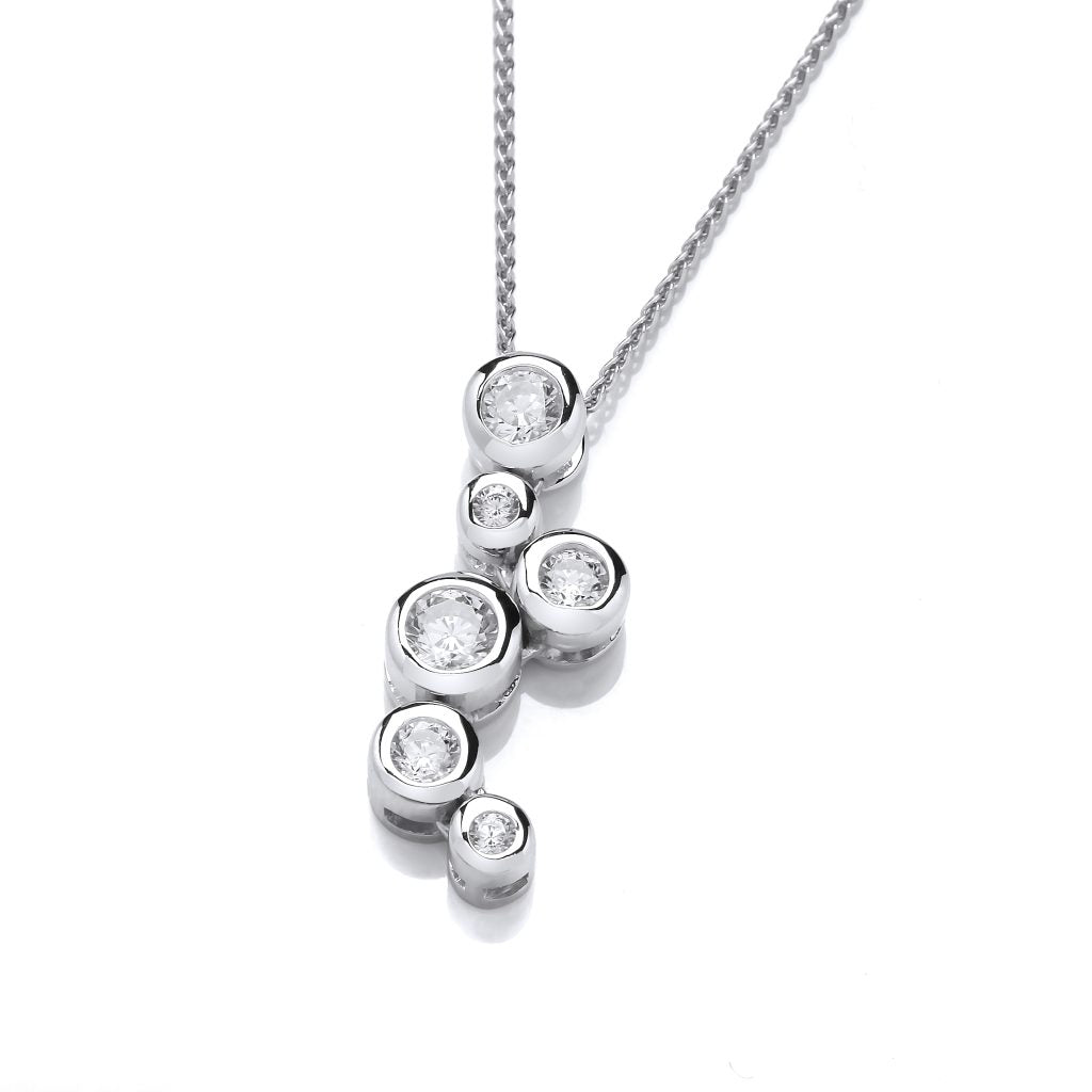 SILVER CZ CASCADING BUBBLES PENDANT & DC POPCORN CHAIN