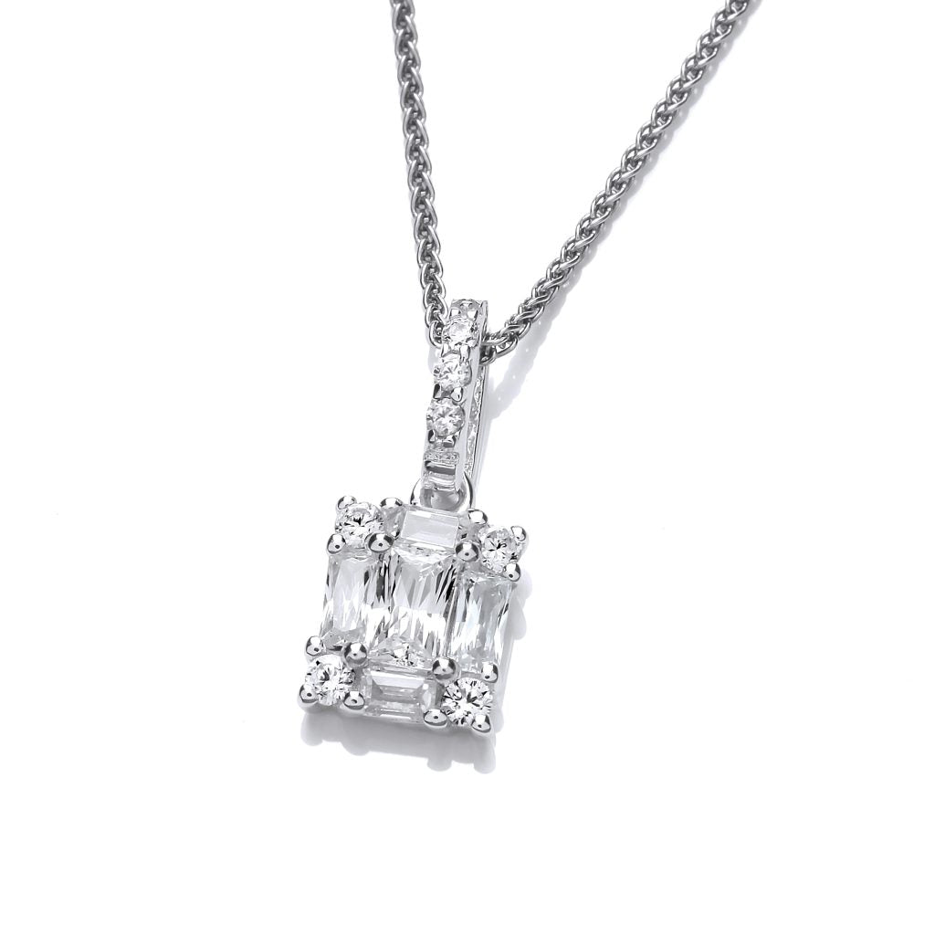 SILVER CZ DECO HEAVEN PENDANT & DC CHAIN