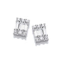 SILV & CZ DECO HEAVEN RECTANGULAR STUD  EARRINGS
