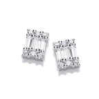 SILV & CZ DECO HEAVEN RECTANGULAR STUD  EARRINGS