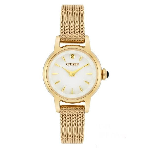 LDS CITIZEN ECO DRIVE RND WHT DL. MESH BW