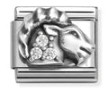 NOM SILV CZ CAPRICORN - ZODIAC RELIEF