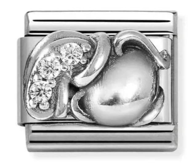 NOM SILV CZ AQUARIUS - ZODIAC RELIEF