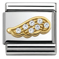 030322/32 NOMINATION CZ WHT ANGEL WING CZ SET CHARM
