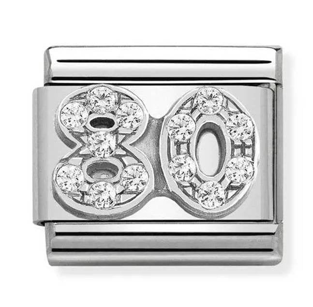 NOM NUMBER 80 EIGHTY MULTI CZ SILV SHINE