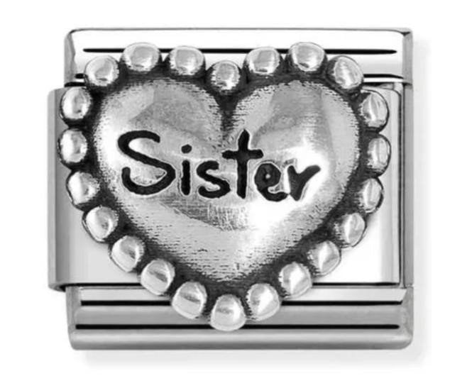 NOM HEART SISTER SILV SH. - OXIDISED SYMBOL