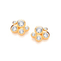 SILV GOLD VERMEIL & CZ BUBBLE CLUSTER STUD EARRINGS