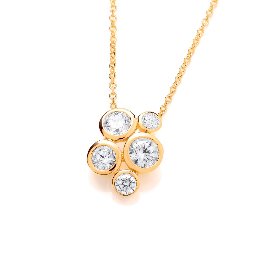 SILVER CZ CASCADING BUBBLES PENDANT & DC POPCORN CHAIN