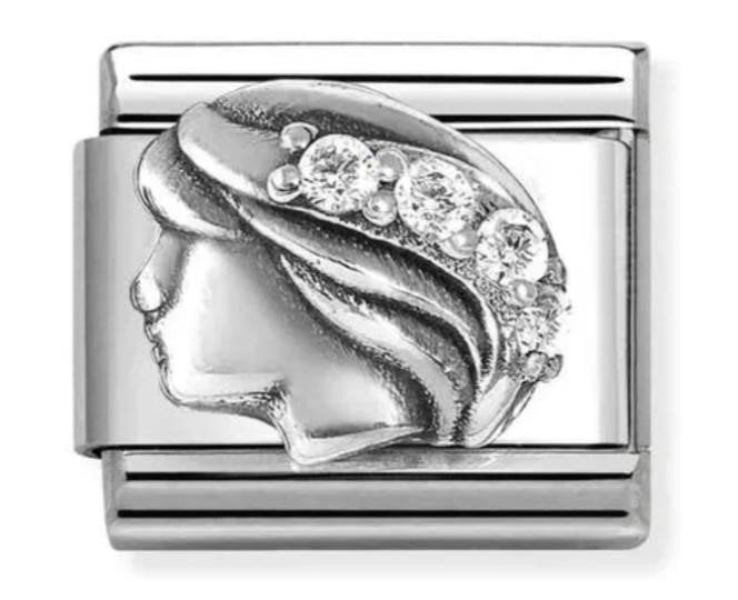 NOM SILV CZ VIRGO - ZODIAC RELIEF