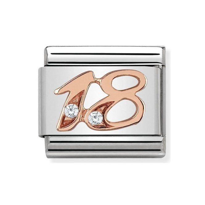 NOM NUMBER 18 EIGHTEEN CZ ROSE GOLD