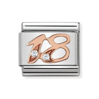 NOM NUMBER 18 EIGHTEEN CZ ROSE GOLD