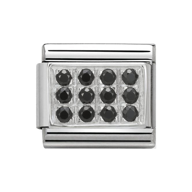 NOM SILV RECT BLK CZ ST. PAVE PAVE STONES