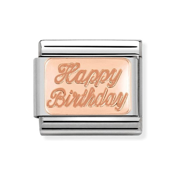 NOM HAPPY BIRTHDAY 9CT ROSE GOLD