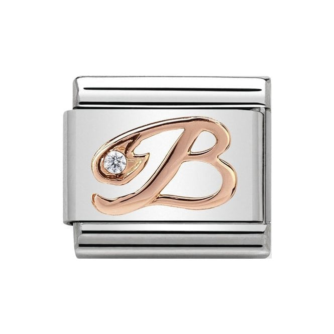 NOM LETTER B CZ ROSE GOLD