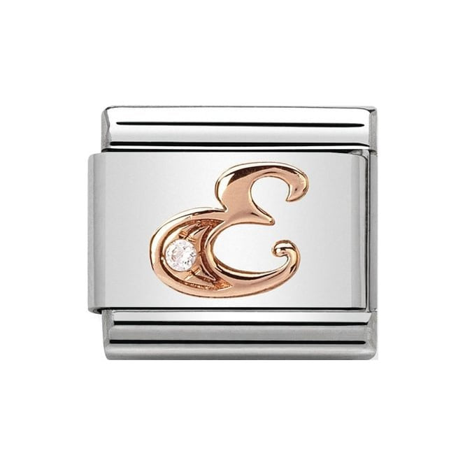 NOM LETTER E CZ ROSE GOLD