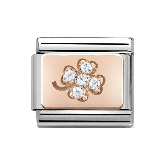 NOM ROSE GOLD WHT FOUR LEAF CLOVER CZ 430302.02