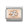 NOM ROSE GOLD WHT FOUR LEAF CLOVER CZ 430302.02