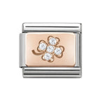 NOM ROSE GOLD WHT FOUR LEAF CLOVER CZ 430302.02