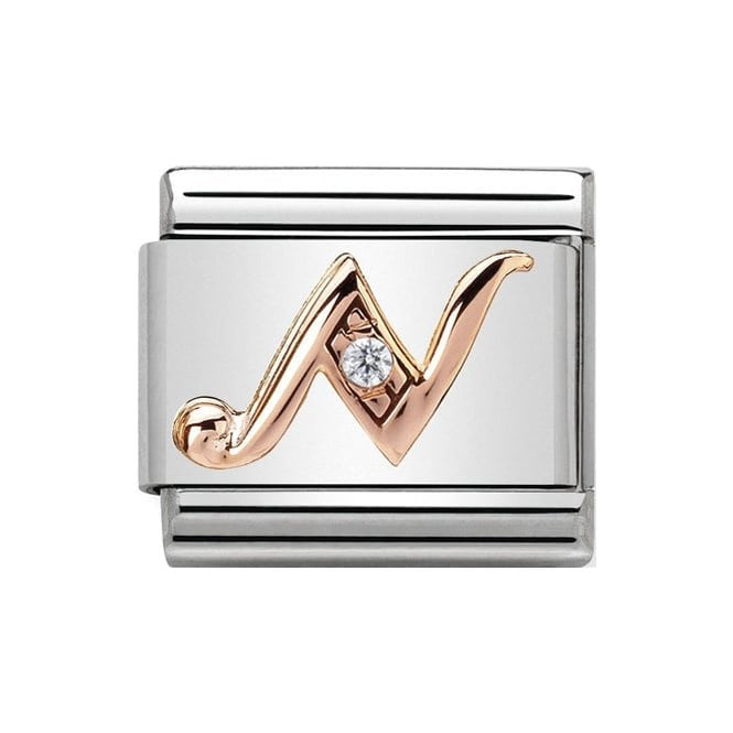 NOM LETTER N CZ ROSE GOLD