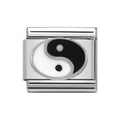 NOM BLK & WHT ENAMEL YIN YAN ROUND