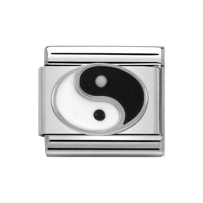 NOM BLK & WHT ENAMEL YIN YAN ROUND